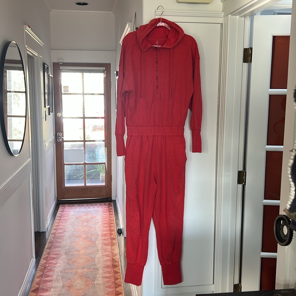 Free People FP Movement Training Day jumpsuit M Red Heather - Picture 3 of 15